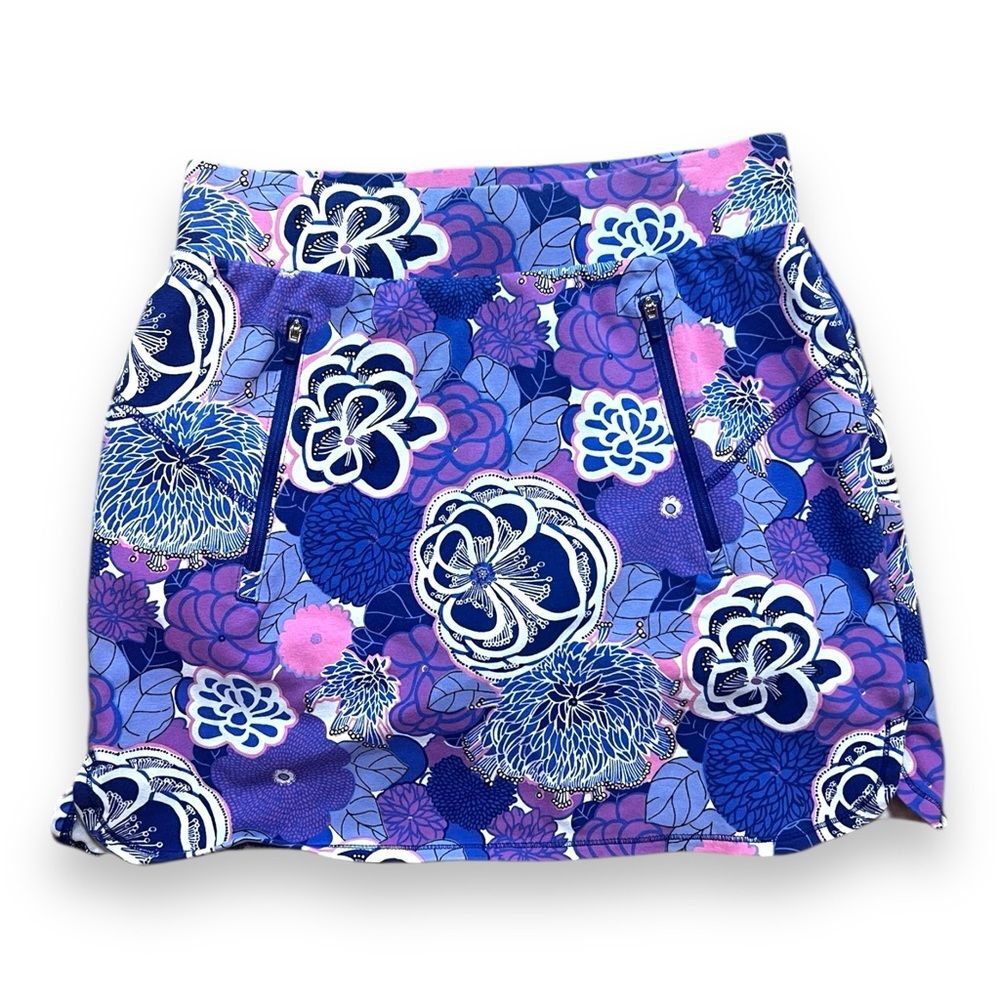 T by Talbots Womens Purple Watercolor Floral Skort/Skirt Golf/Tennis/Pickleball
